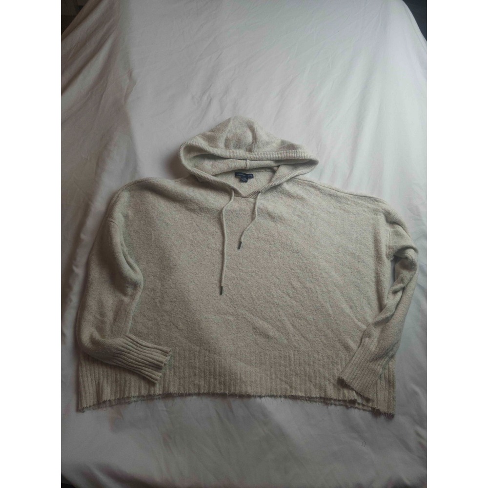American Eagle Hooded Sweater‎ Womens M Beige Coastal Cottagecore Comfy Layering